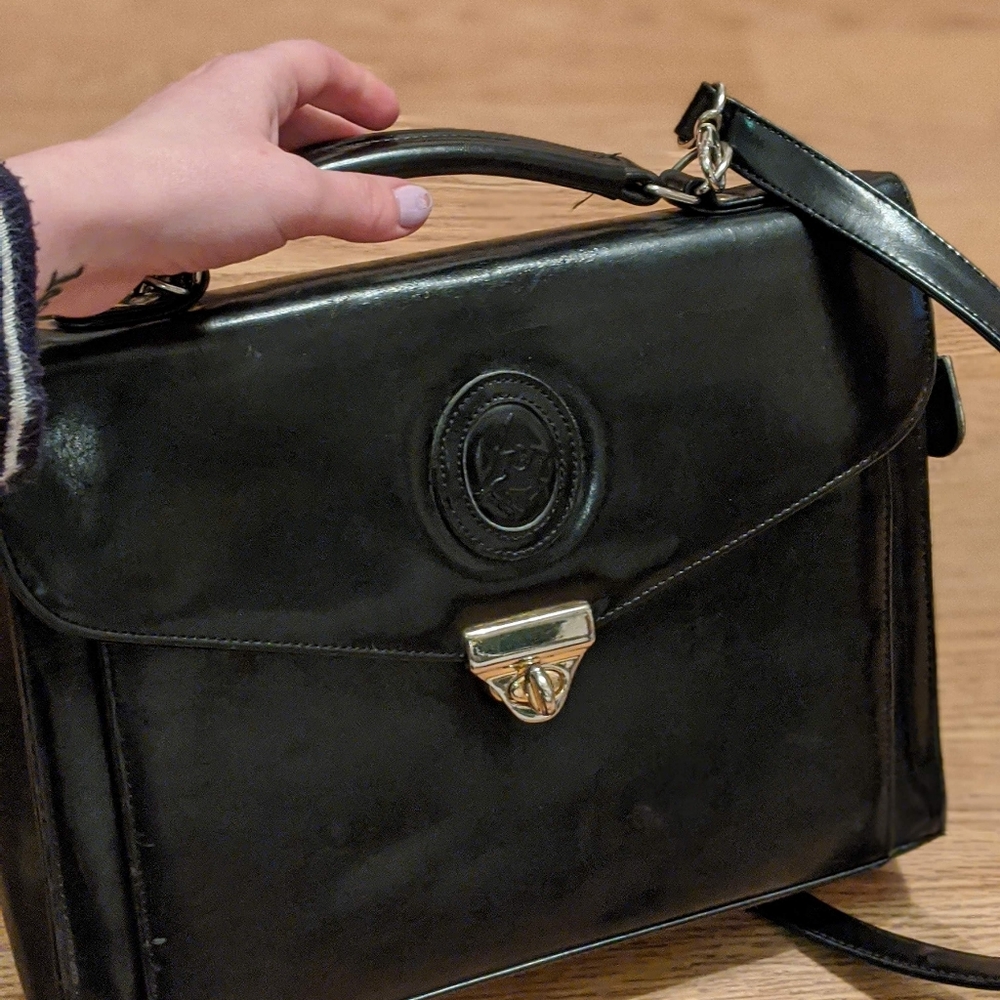 Vintage | Black Leather  Business Purse